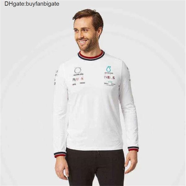 

petronas mercedes amg sweatshirts t shirts f1 formula one racing mens women casual long sleeve t-shirt benz lewis hamilton team work clothes, White;black