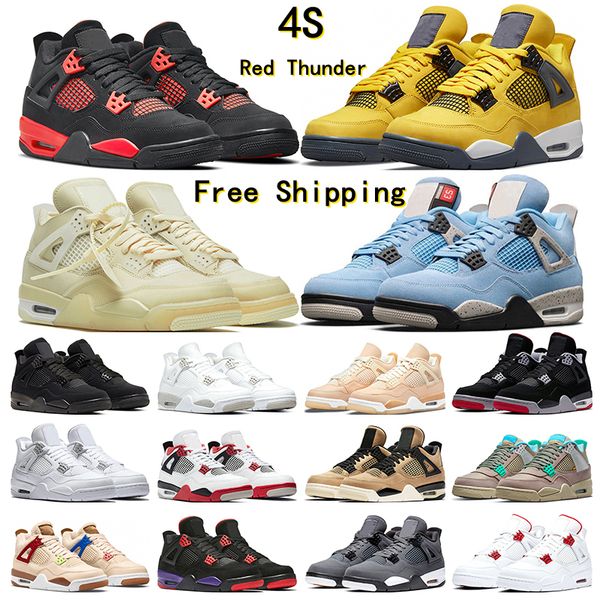 2022 Jumpman 4 Sapatos de basquete 4s Cactus Jack Red Thunder, onde The Wild Things University Lightning Lightning Cool Green Metallic Sneakers Women Trainers