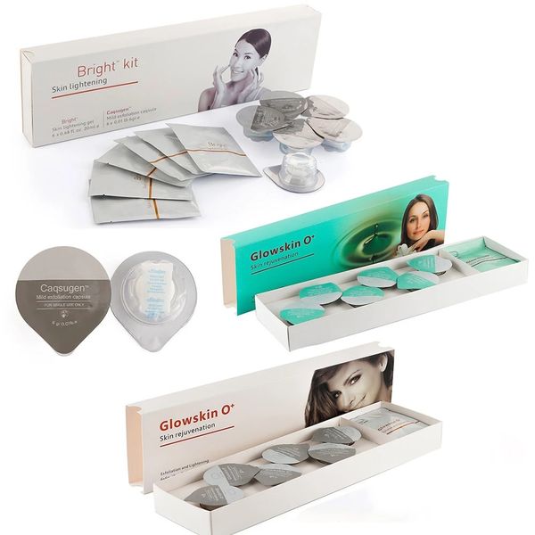 Acessórios para bolhas de CO2 Kit de máquina facial de oxigênio 3 em 1 Glowskin O Kit para remoção de rugas e clareamento oxigenado Cápsulas e gel para rejuvenescimento da pele