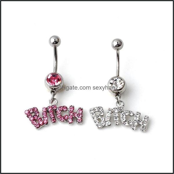 

navel bell button rings body jewelry sier/ crystal piercing surgical belly ring bar 202 q2 drop delivery 2021 mqwle, Silver