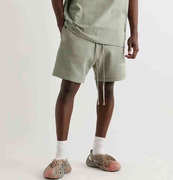 

new feel of god sentials flocked high street fog loose casual 5-point shorts, White;black