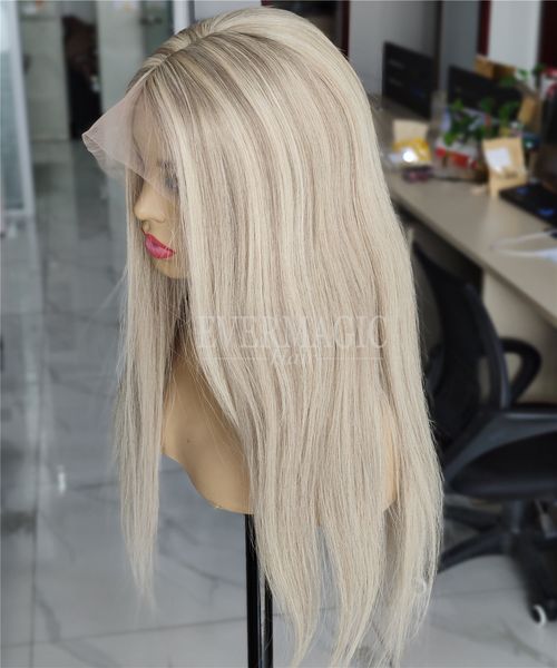 Promi-Stil Balayage F116 Farbe Deep Part Lace Front Perücken Super natürlicher Haaransatz