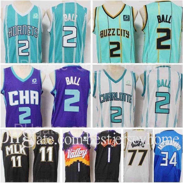 

jersey 2 lamelo ball basketball new quality edition mint green blue luka doncic devin booker trae young giannis antetokounmpo men 1, Black;red