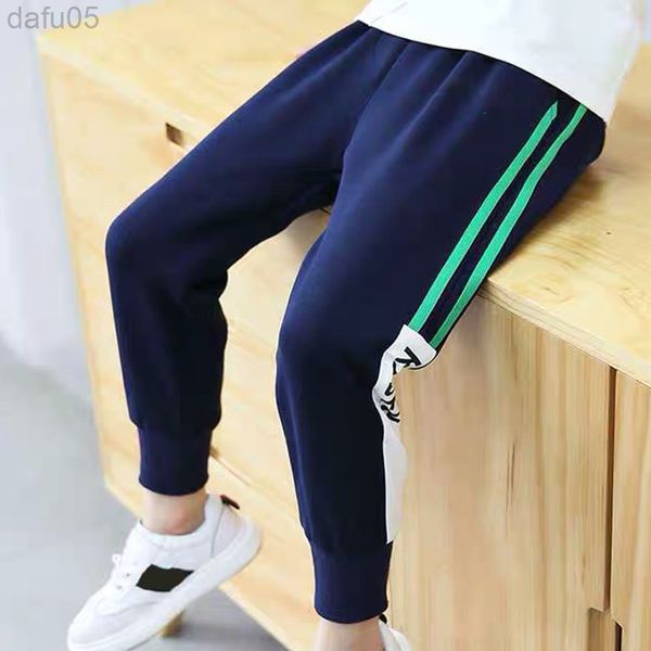 

trousers 3-12years children pants boys girls pure cotton sports wear casual brand straight l220808, Blue