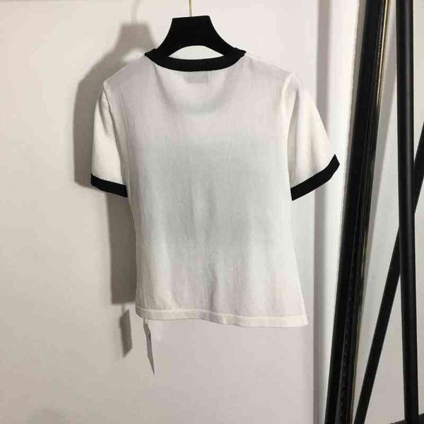

designer summer new casual simple ogo stripe round neck short sleeve t-shirt, White