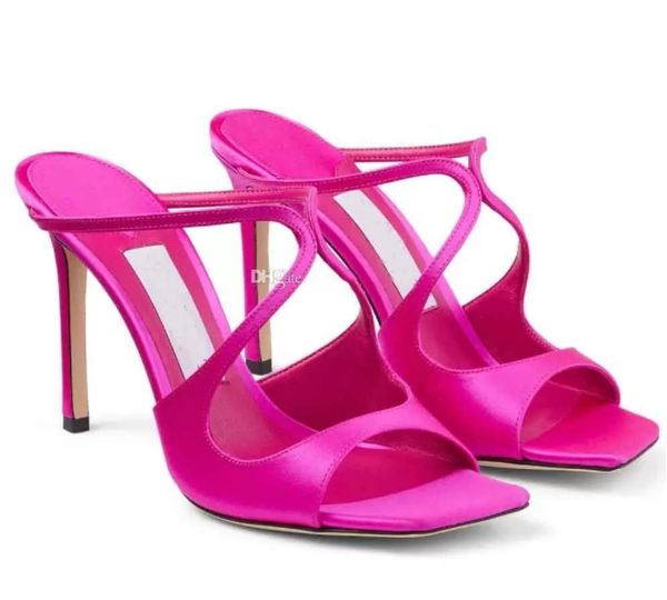 

luxury brands anise mules sandals shoes dress nude black gold.. satin leather high heels open toe women's party wedding lady slippers s