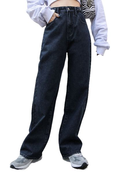 

dazy high waist straight leg jeans 917j#, Blue