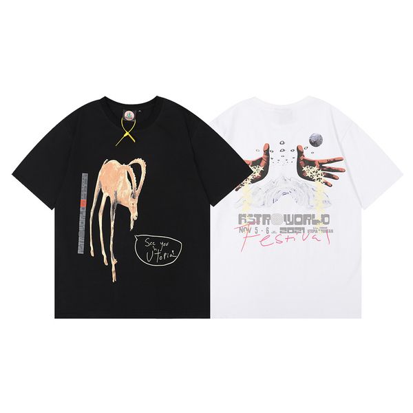 

casual short sleeve t-shirt for men and women around 2022 summer hip hop travis goat music festival, White;black