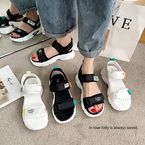 

sandals designer women summer fashion wear out 2022 new flat bottomed dad sports sandals tide with velcro beach shoes womenzn7r, Black