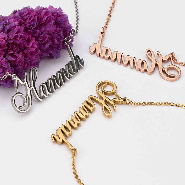 

diy letter necklace stainless steel name clavicle chain fashion gift, Silver