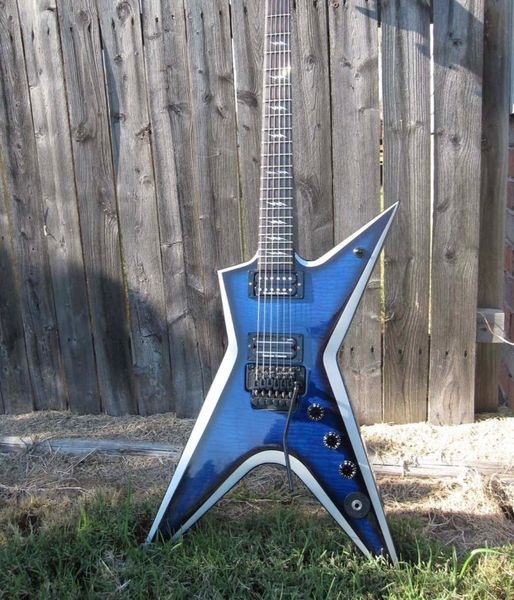

custom wash b electric guitar in blue with the specified hard tail bridge
