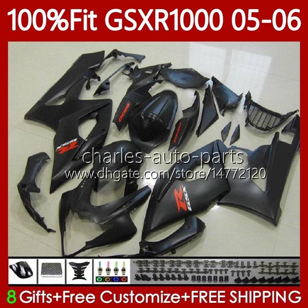 OEM Matte Black Bodys Kit para Suzuki GSX-R1000 GSXR 1000 CC K5 05-06 Bodywork 122No.95 1000CC GSXR-1000 GSXR1000 05 06 GSX R1000 2005 2006 Injecção Mold Fairing