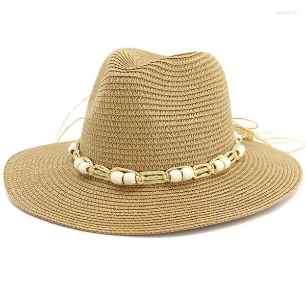 Шляпы широких краев ht3645 Плоская летняя соломенная шляпа модная банда пляж Солнце мужчины Женщины Ковбой Панама праздничный туристический шапки eger22