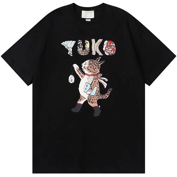 

2022 men and women cat eat made in italy print graphic tee short sleeve loose crew neck t shirts breathable summer oversized clothe big larg, White;black