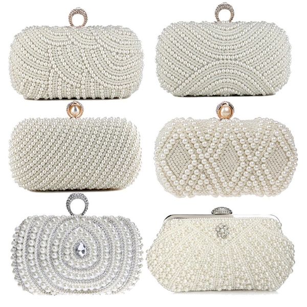 

beaded diamonds women evening bags vintage embroidery small pearl day clutch shoulder chain handbags rhinestones purse 220617