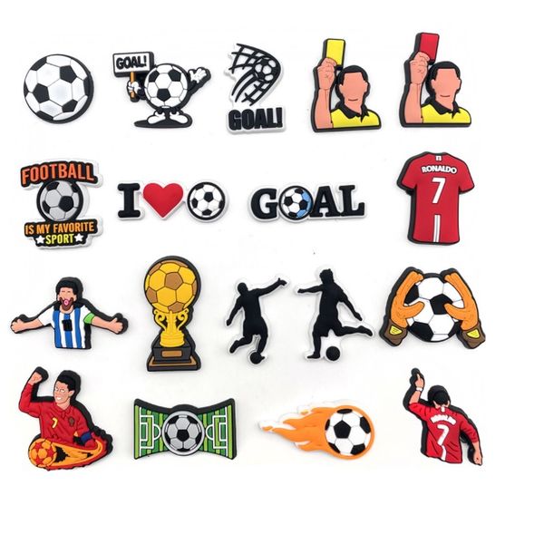 

pvc cartoon croc charms shoe decoration buckle accessories clog pins charm buttons world cup football, White;pink
