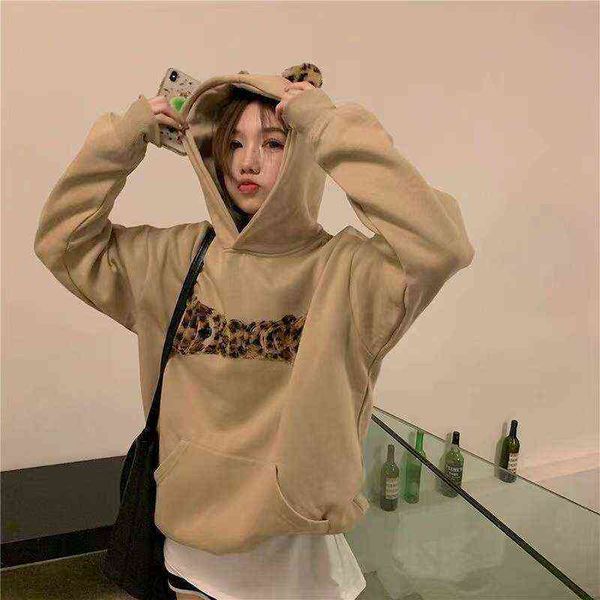 

ltetx-alisa winter new women's oversize hoodie american vintage thickened coat koreanfashion harajuku kawaii loose cute pullover t22072, Black