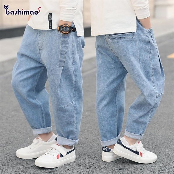 

3-13 years old cotton washed korean pants for baby boys kids leisure loose toddler jeans lj201203, Blue