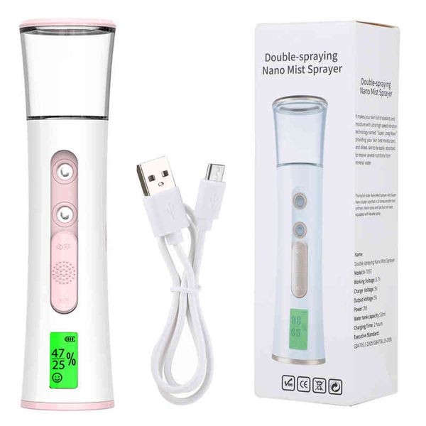Ultrasonic Nano Mist Sprayer Cooler Face Steamer Idratante Umidificatore Nebulizzatore facciale Strumento per la cura della pelle 220505