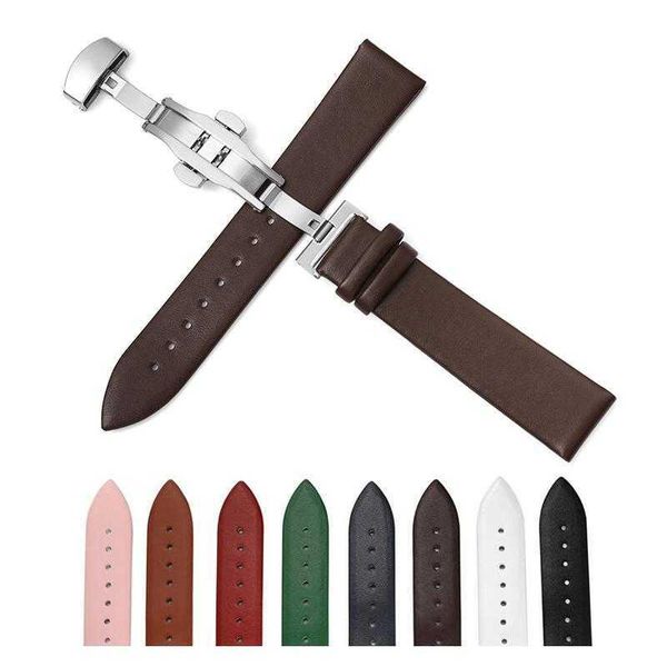 

watch bands watchbands cowhide strap 10-22mm 20mm super soft ultra-thin leather butterfly buckle uthai z62, Black;brown