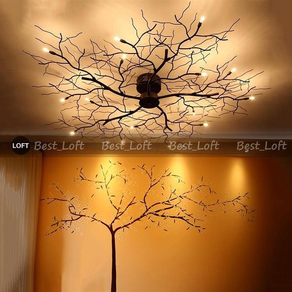

8/10/12/15/20 led ceiling lights american country branch lustre iron ceiling lamp living room home decor lighting fixtures271k