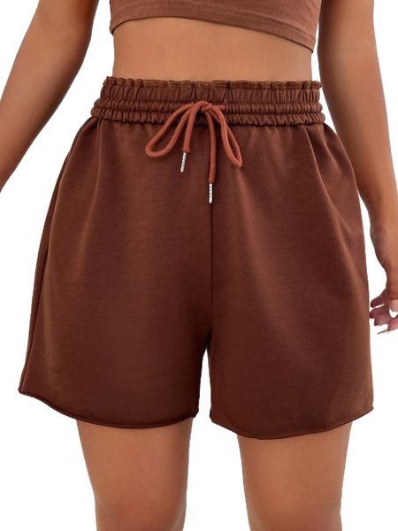 

paper bag waist drawstring waist shorts h5s1#, White;black