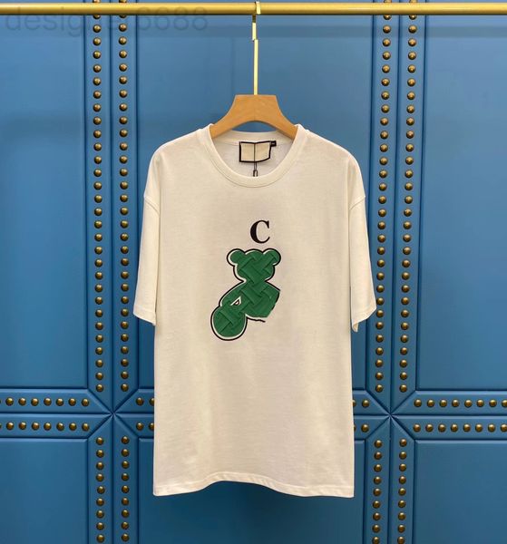 

women's t-shirt designer 22 spring and summer g letter three-dimensional knitting paste cloth bear cartoon age reduction round neck sho, White
