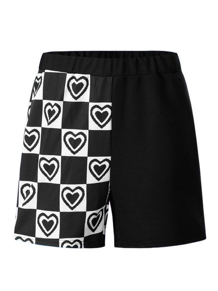 

heart & plaid print shorts y1k4#, White;black
