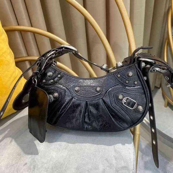 

luxury women's shoulder s designer letter folding crcent three rivet diagonal span pu leather crossbody bag female purses