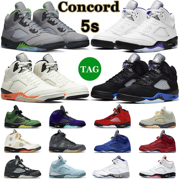

2022 5 5s men basketball shoes concord racer blue green bean moonlight raging bull red jade horizon sali white stealth sail mens trainers ou, White;red