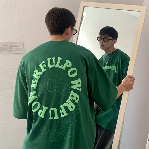 

privathinker powerful mens green short sleeve tees streetwear man oversized tshirts hip hop men women summer tshirt 220611, White;black