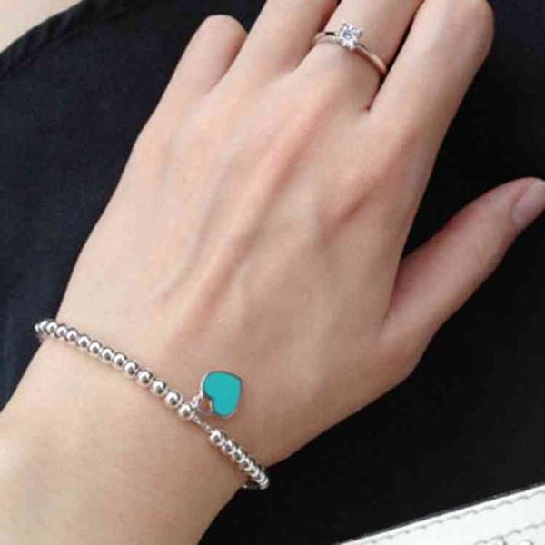 

jggi shengyi classic s925 silver plated platinum t home enamel blue heart red pink pendant buddha bead bracelet female, Black