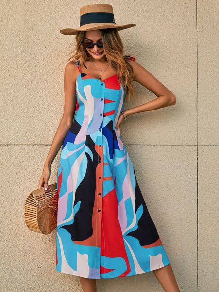 

color block button through cami dress a6h0#, Black;gray