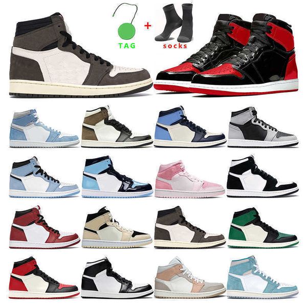 

2021 mens basketball shoes 1s womens hyper royal shadow 2.0 university blue bred patent dark digital pink green men trainer sport sneakers, Black