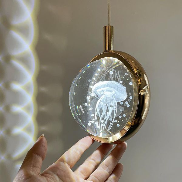 Lâmpadas pendentes Creative Bedroom Bedia lustre de lustre ajustável Cristal longo da sala moderna sala de jantar ChandelierPenda de cabeça única