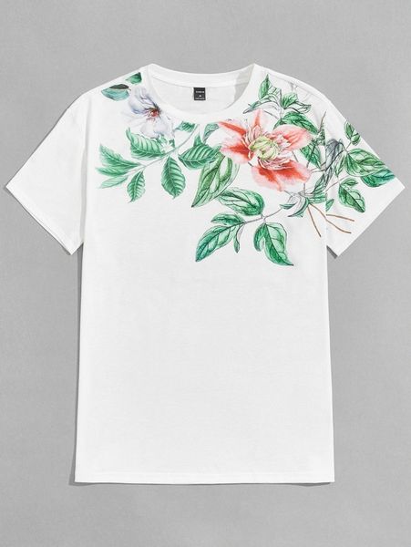 

men floral print tee k4ar#, White;black