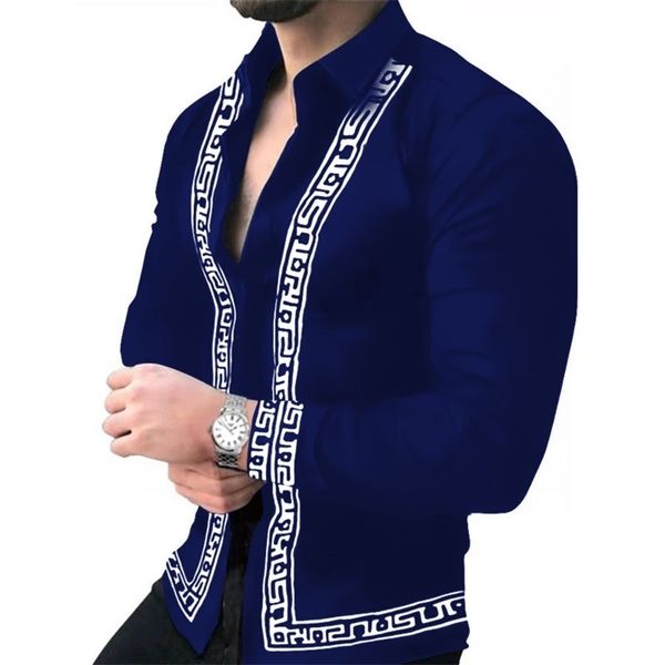 

luxury brand social men gradual casual single button wild shirts printed male blouses s3xl 220811, White;black
