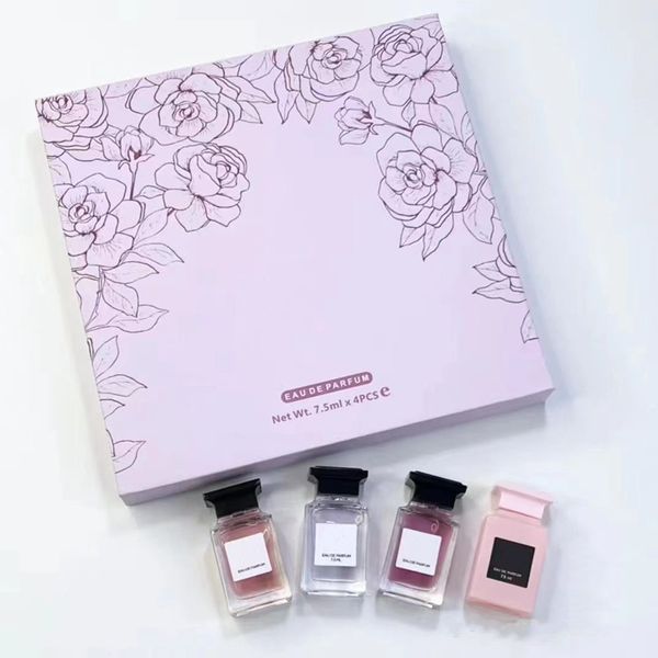 High-End-Markenparfümset 7,5 ml x 4 Stück Rosenserie CHERRY ROSE OUD Kit 4 in 1 mit Duftbox von höchster Qualität, schneller Versand