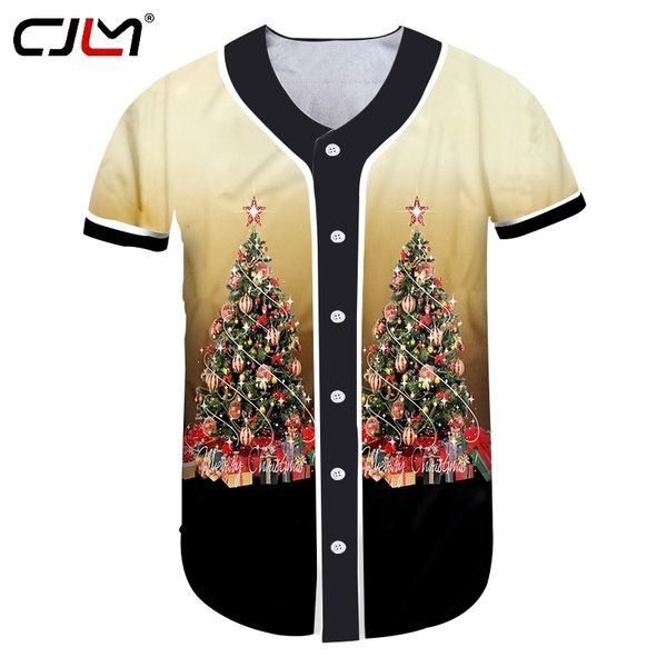 

man style personality colored trend 3d printed tshirt christmas tree large size mens casual sports baseball shirt 220623, White;black