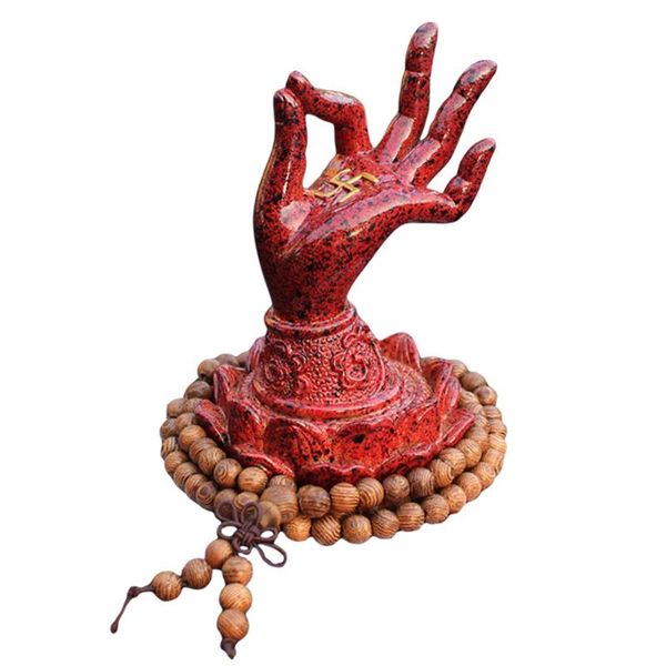 Portacandele Portacandele per mano di Buddha Antico Riduci lo stress Benedizione Statua Fengshui per auto da tavoloCandela