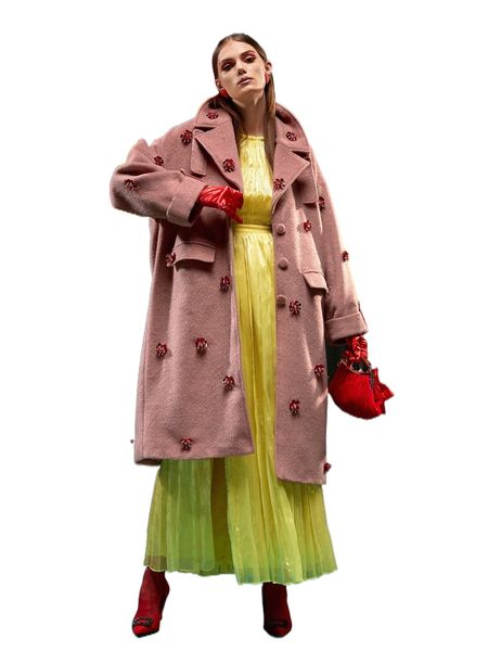 

x victor von schwarz drop shoulder stereo flower overcoat y5dd#, Black