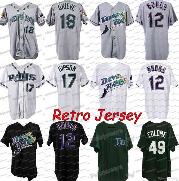

12 wade boggs tony saunders wilson alvarez devil randy winn rocco baldelli charles gipson jorge cantu blake snell baseball jerseys, Black