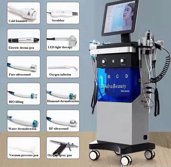 

professional 13 in 1 aqua face clean microdermabrasion oxygen facial equipment crystal diamond water peeling derma roller skincare multifunc