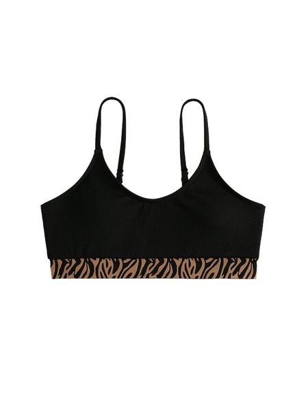 

zebra striped ribbed knit bikini d9b4#, White;black
