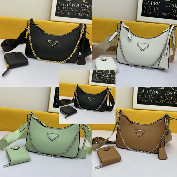 

3 in 1 hobo handbags for women shoulder bag classic genuine leather designer bags lady composite chains canvas handbag luxury bag cowhide pu