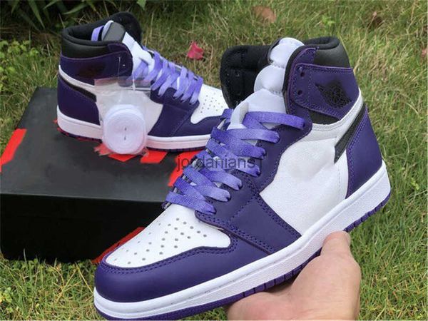 

shoes jumpman 1s high og court purple colorway snkrs white underlay with stitched purple-overlays genuine leather ship with, Black