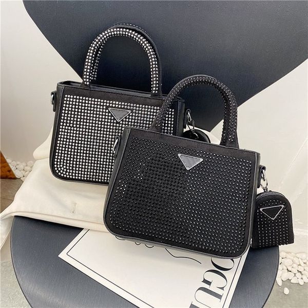 Designer Rhinestone Diamante bolsas bolsas de ombro Bolsa Tote lona bolsas femininas de luxo Correntes femininas compostas bolsa mensageiro com bolsa de peito com bolsas de moedas