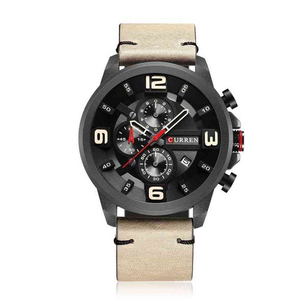 

huiya06 belt waterproof watch quality men's sports watch, Slivery;brown