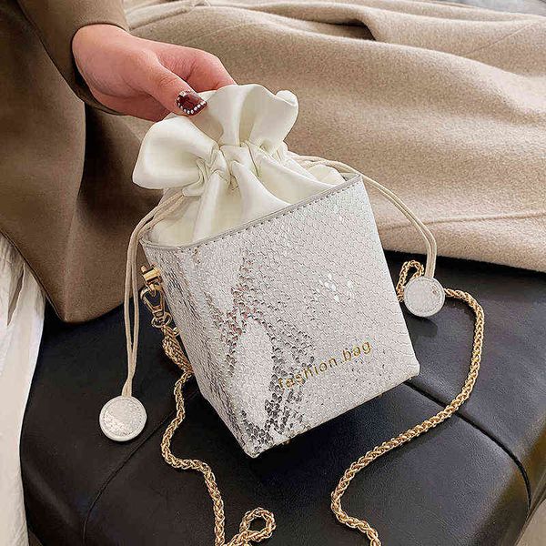 

evening bag mini box pu crossbody for women 2022 winter chain drawstring shoulder branded designer handbags and purses 0623