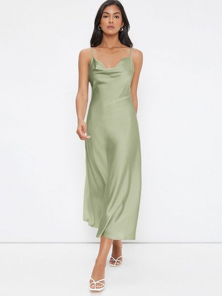 

cowl neck solid slip dress k5vy#, Black;gray